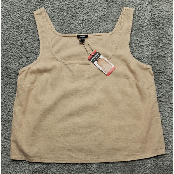 Express Linen Tank Top Womens XS Casual Layers Office Wear Lightweight Crop - Picture 3 of 8
